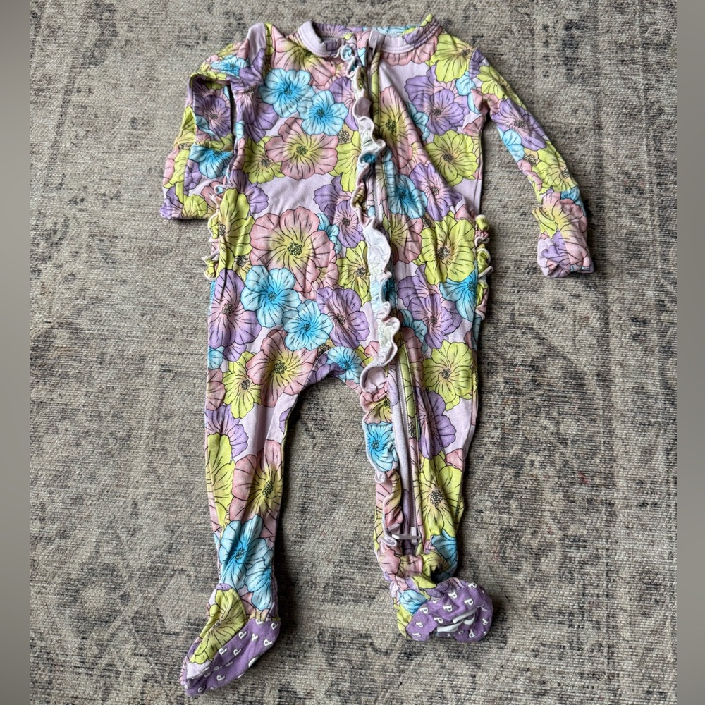 Posh Peanut Kourtney Footie Ruffled Zippered One Piece Newborn